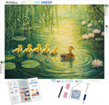Ducklings on a Spring Pond