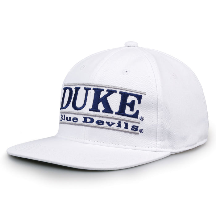 Duke Retro Bar snapback hat in white, angled view