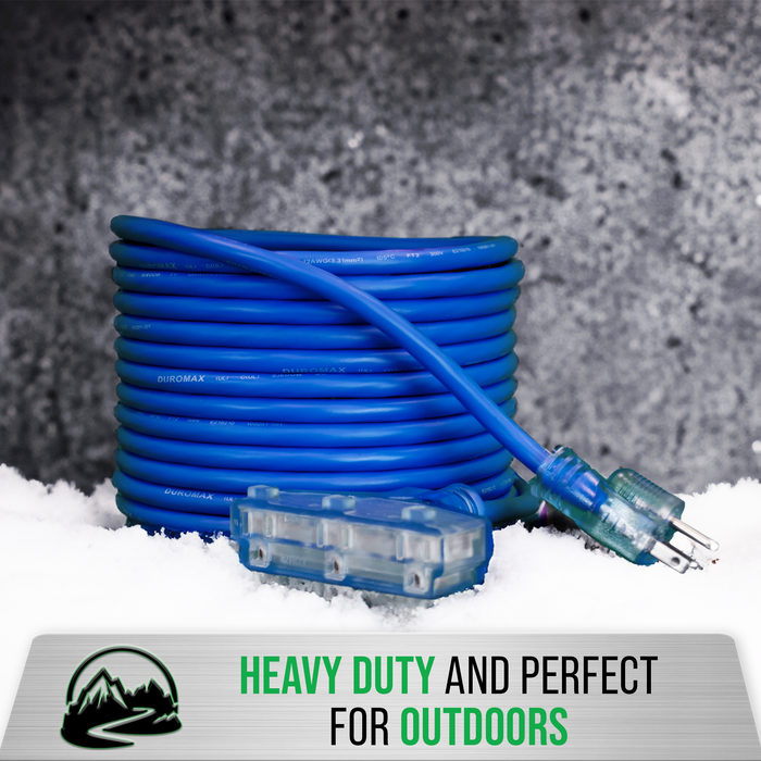 DuroMax  DuroMax XPX10025C Heavy Duty SJEOOW 25-Foot 10 Gauge Blue Triple Tap Extension Power Cord