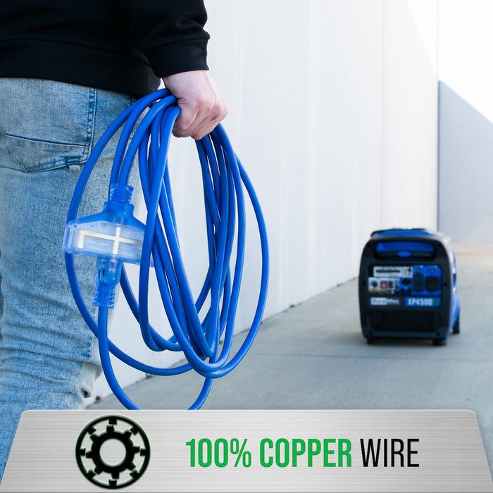 DuroMax  DuroMax XPX12100C Heavy Duty SJEOOW 100-Foot 12 Gauge Blue Triple Tap Extension Power Cord