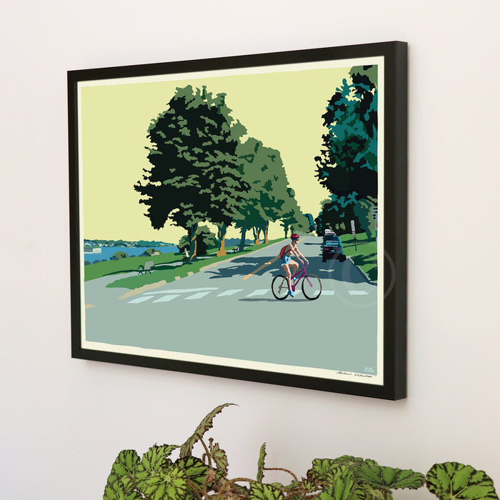 Eastern Promenade Afternoon Art Print 18" x 24" Framed Wall Poster By Alan Claude - Maine