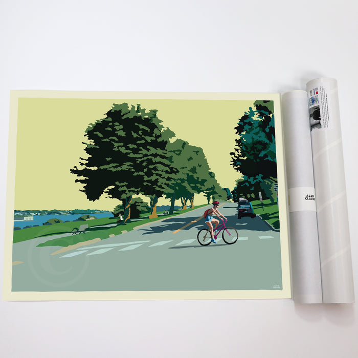 Eastern Promenade Afternoon Art Print 18" x 24" Wall Poster By Alan Claude - Maine