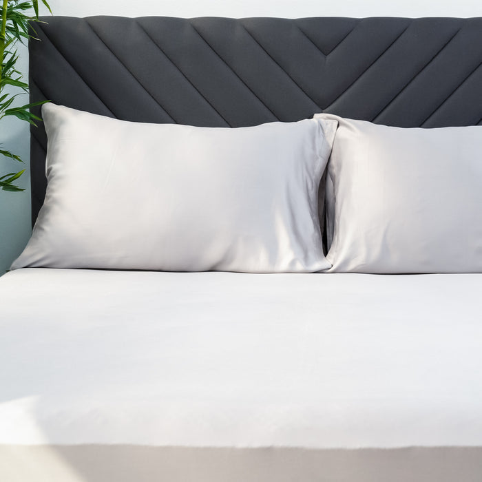Eco Deluxe Bed Linens 2 Piece Pillowcase Set in gray, shown in a room setting