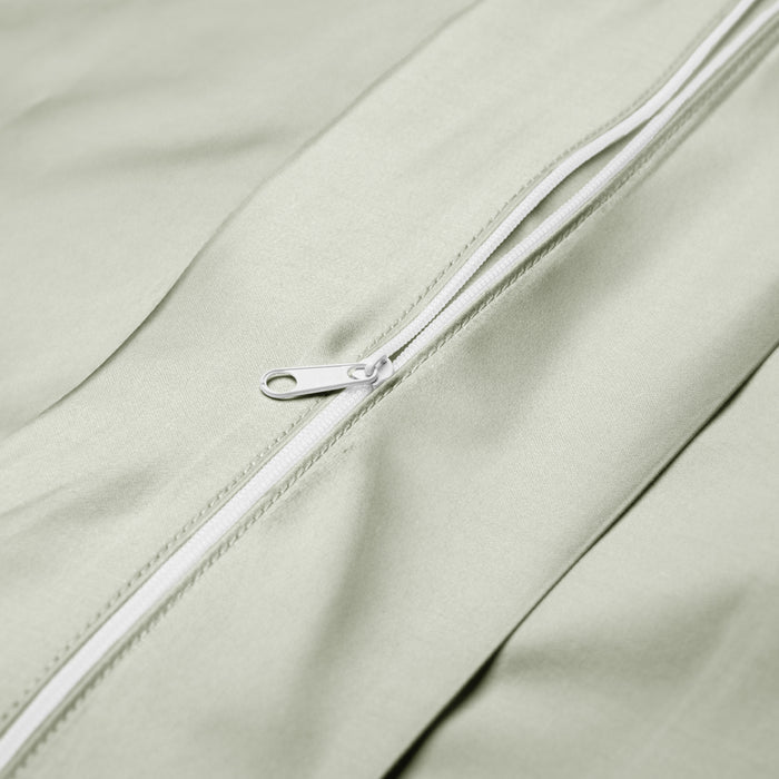 Close-up of the Eco Deluxe Bed Linens Duvet Cover in green