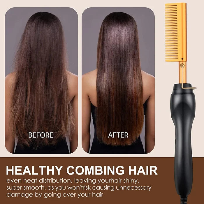 Electric Ceramic Hot Comb | Anti-Scald Hair Straightener for Wigs