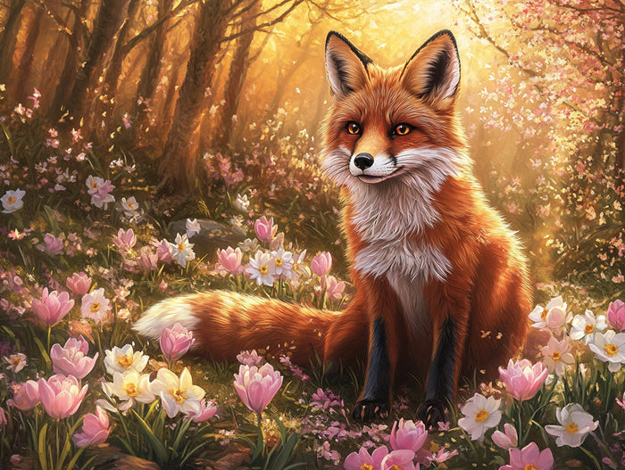Enchanted Spring Fox in a Blooming Forest