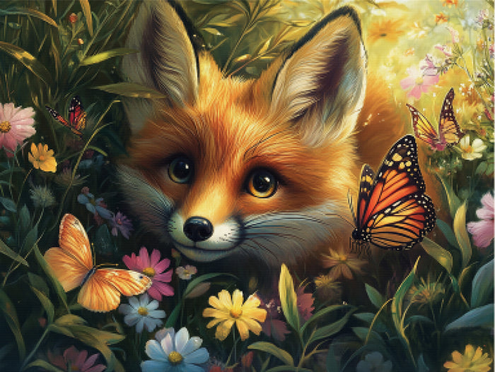 Enchanted Spring Fox in a Blooming Meadow