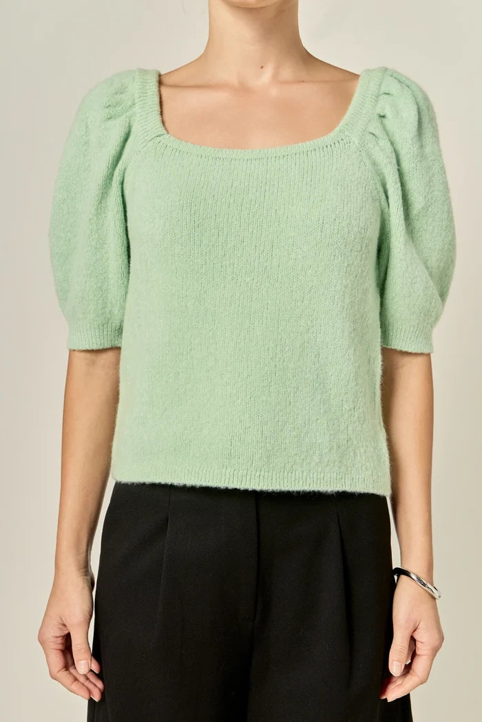 English Factory | Short Puff Sleeve Sweater
