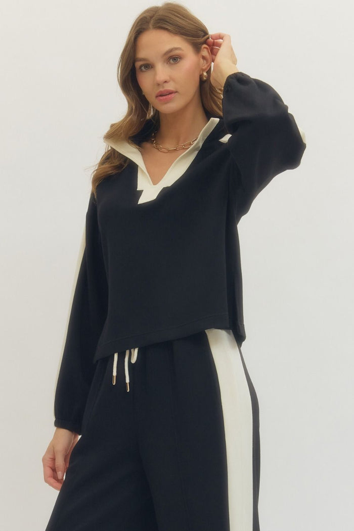 Entro | Solid Long Sleeve Knit Top