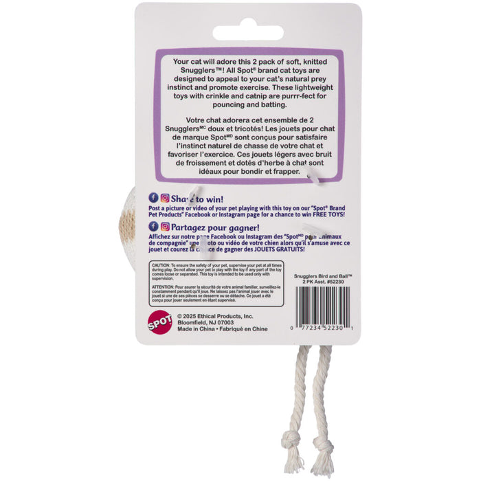 Ethical Pet SPOT Snugglers Bird & Ball 2 Pack Assorted Cat Toy