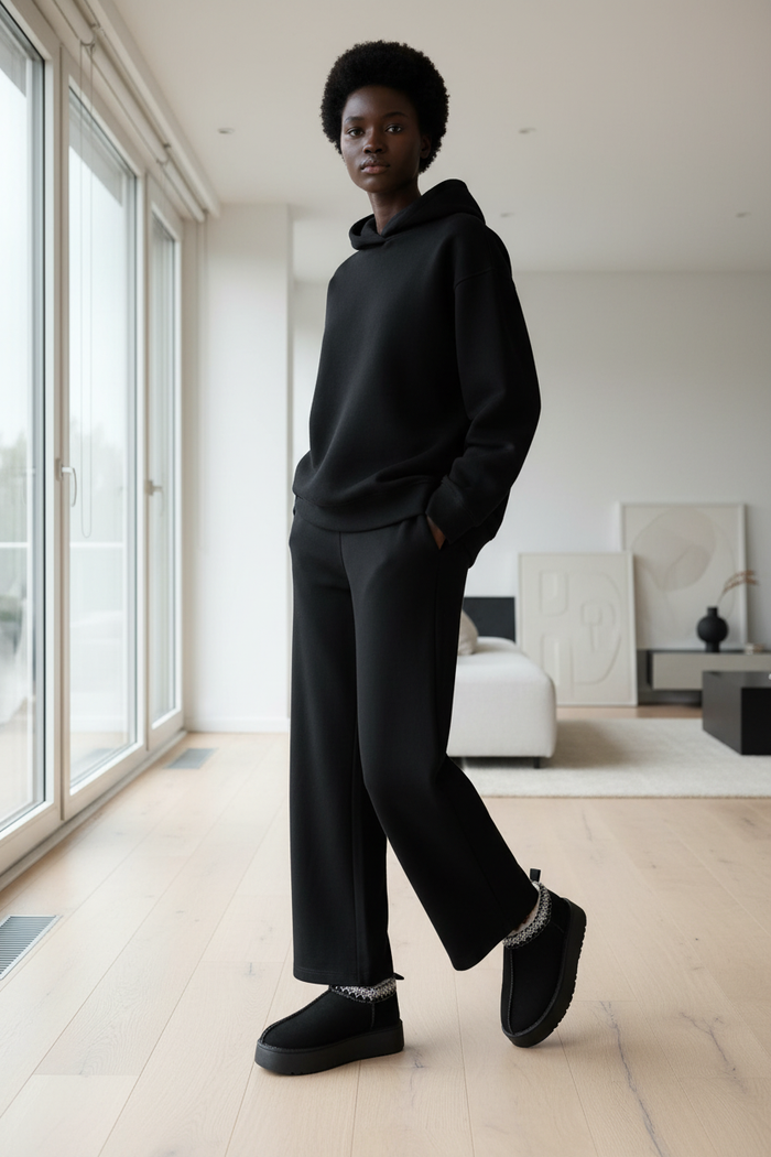 Black Sherpa Slippers