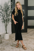 Fix You Right Up Short Sleeve Midi Dress in Black