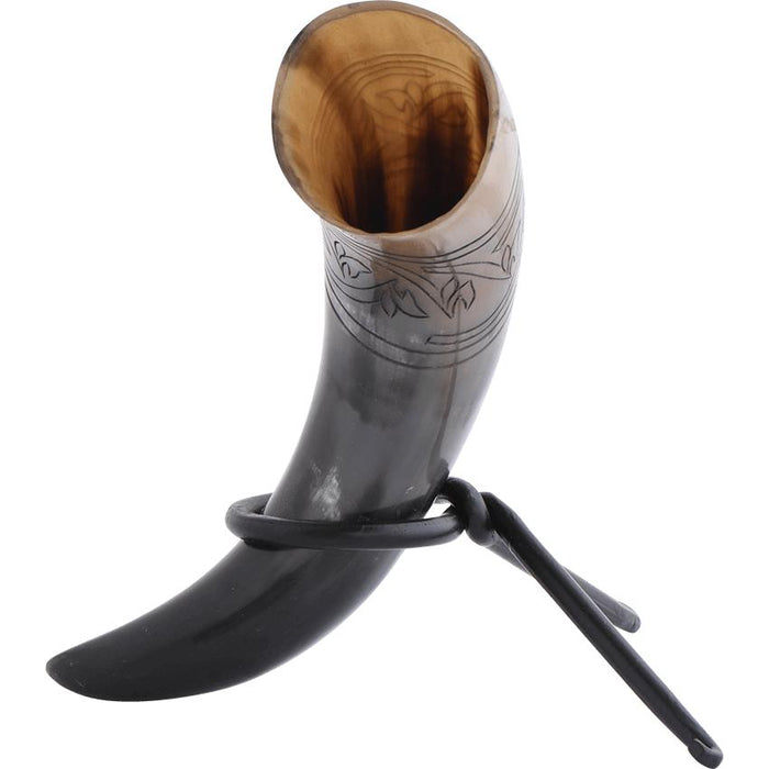 Floral Knotwork Drinking Horn With Stand-GoblinSmith