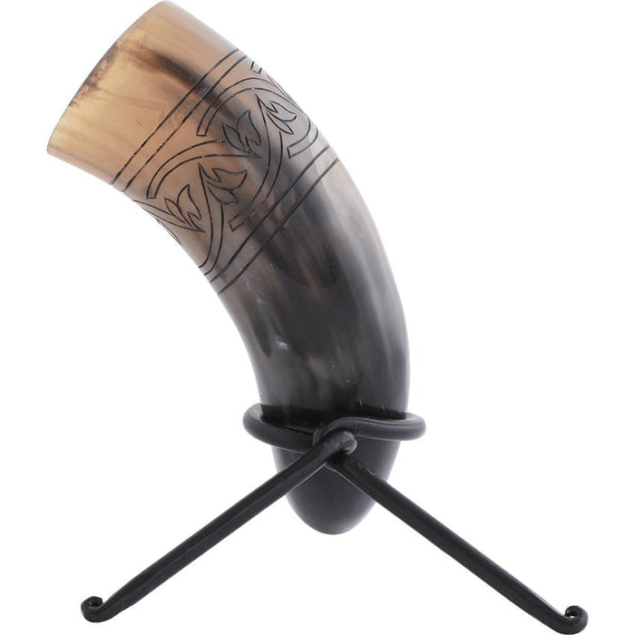 Floral Knotwork Drinking Horn With Stand-GoblinSmith