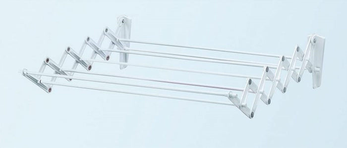Foldable Wall Clothes Drying Rack, 7 Lines, White Steel