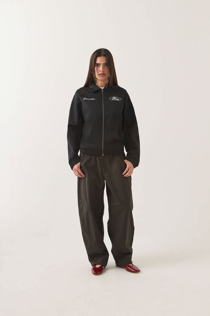 Unisex Ford Built Tough Harrington Jacket in the color Burnt Rubber - Women's Front View