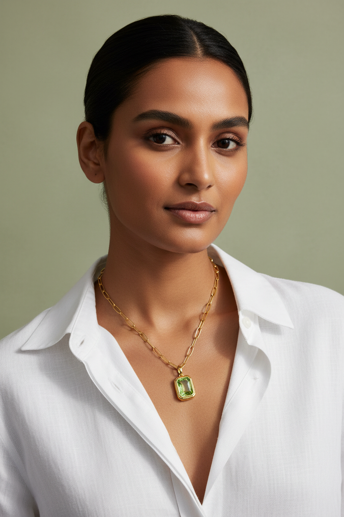 Green Gemstone Necklace Lifestyle