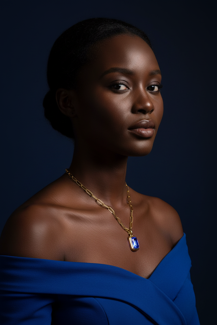 Blue Gemstone Necklace Lifestyle