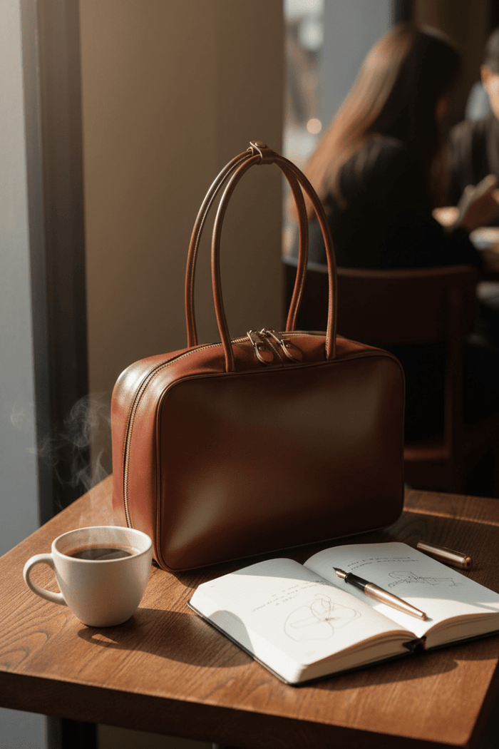 Genuine Cowhide Leather Tote Satchel | Large Capacity Work Bag - The PM Edit