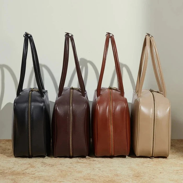 Genuine Cowhide Leather Tote Satchel | Large Capacity Work Bag - The PM Edit