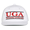Georgia Retro Bar snapback hat in white, front view