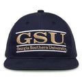 Georgia Southern Retro Bar snapback hat in navy, front view