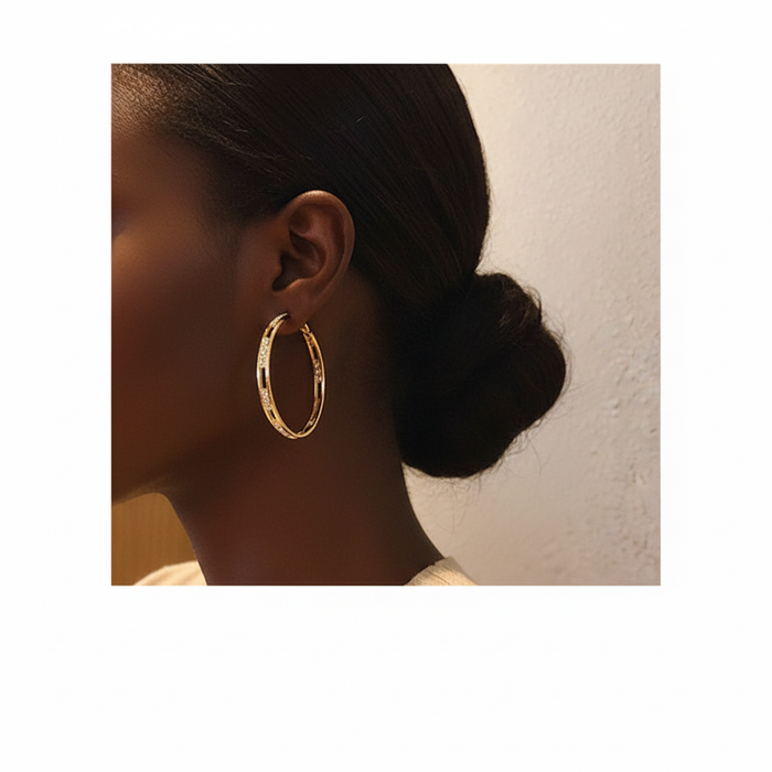 Gold Double Track Hoop Close Up