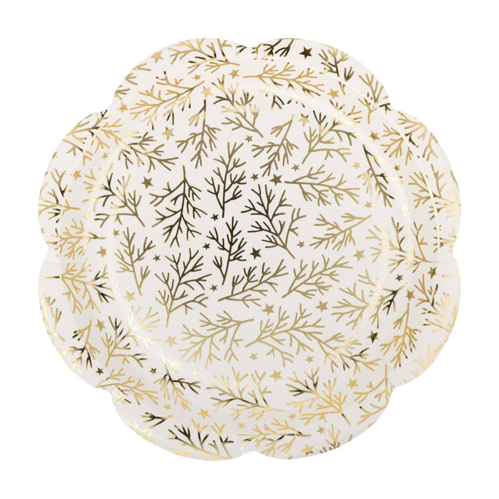 Gold Sprigs Paper Plates 9"