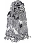 Grey & Black Paisley Rave Pashmina, Pashmina, - One Stop Rave
