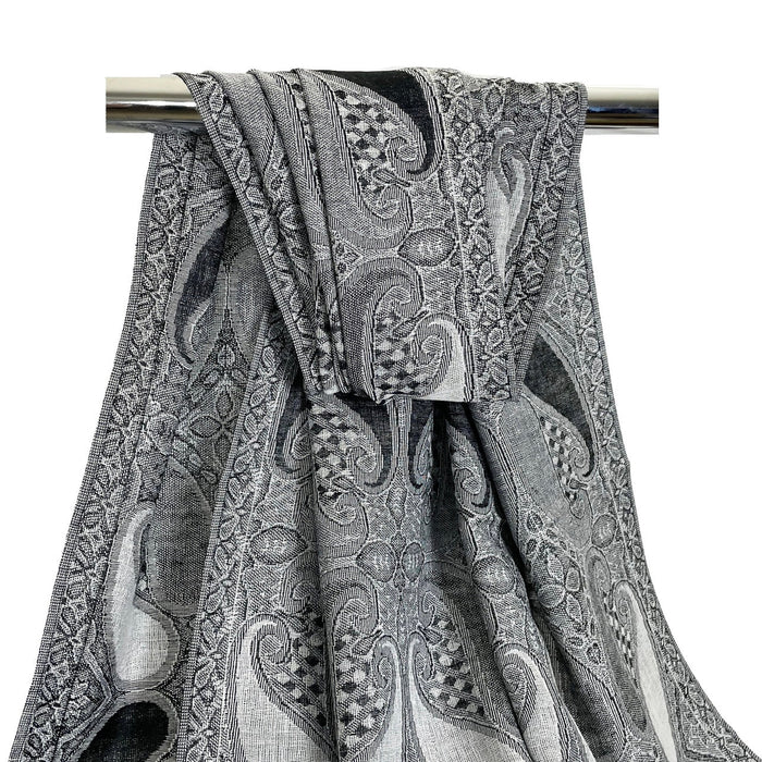 Grey & Black Paisley Rave Pashmina, Pashmina, - One Stop Rave