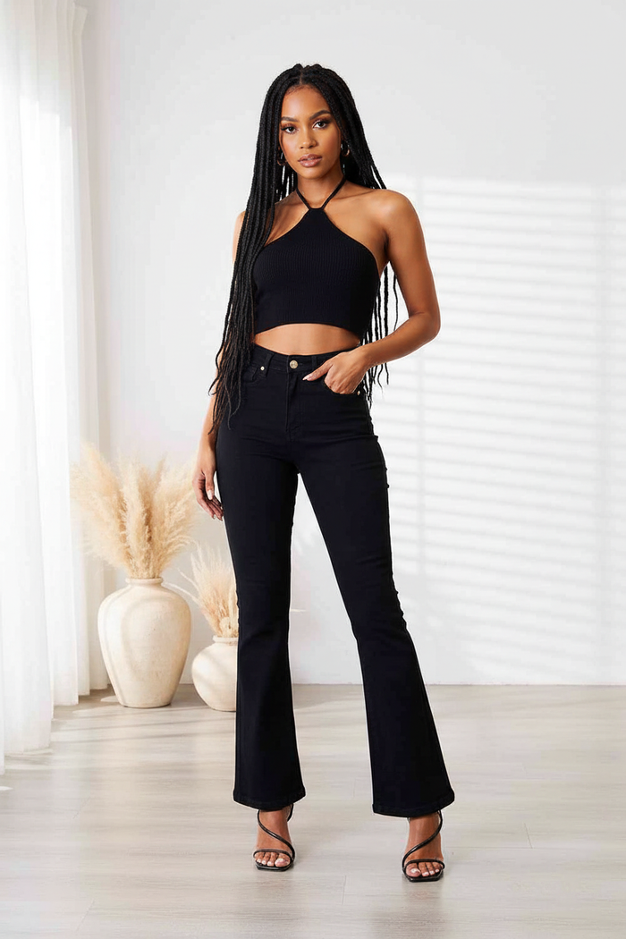 Black Halter Top Front