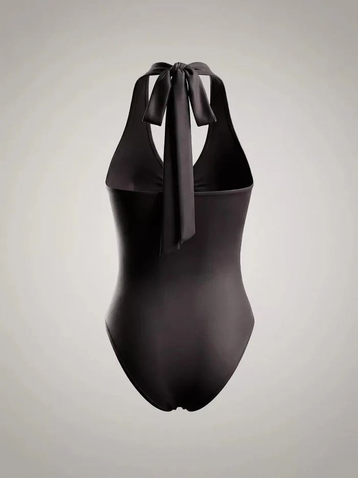Halter Neck Ruched Bodysuit | Tied & Ruched Stretch Fit - The PM Edit