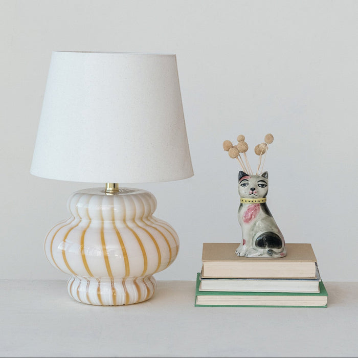 Hand-Painted Stoneware Vintage Reproduction Cat Vase