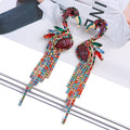 Handmade Crystal Flamingo Earrings — Bohemian Statement