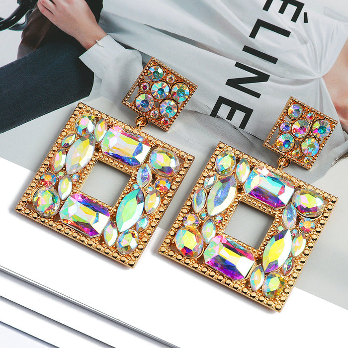 Handmade Square Crystal Drop Earrings — Waterproof & Hypoallergenic