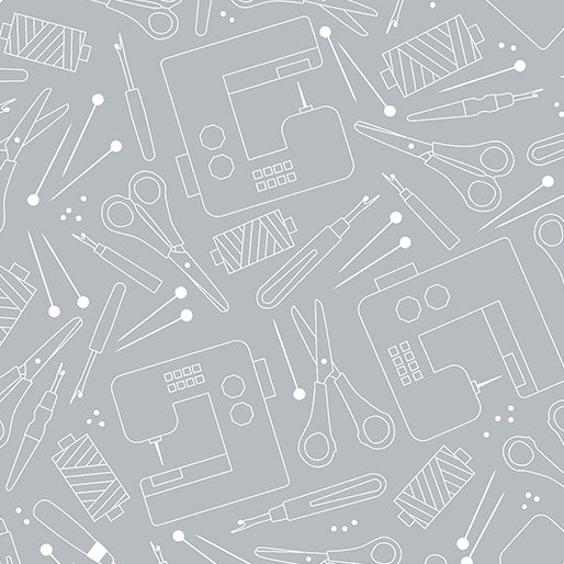 Happy Notes - Happy Quilting - Grey - 108" - 16435W-08