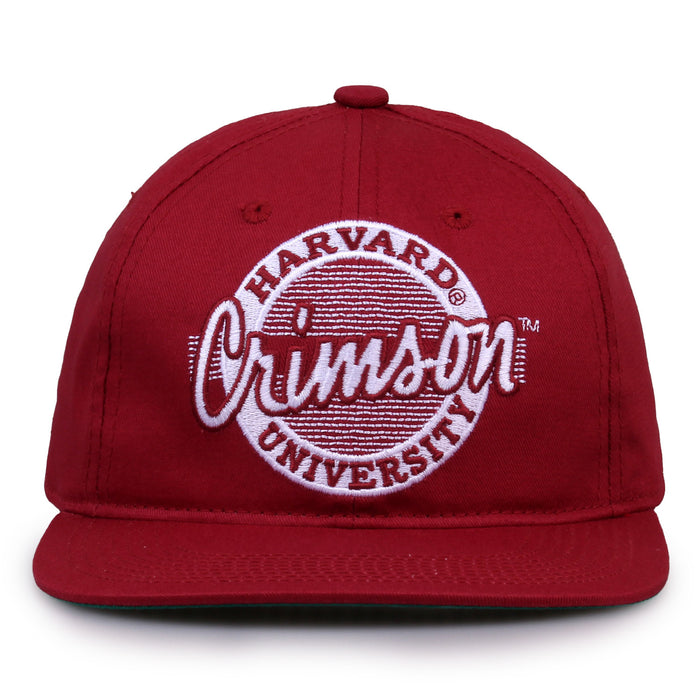 Harvard Retro Circle snapback hat in red, front view