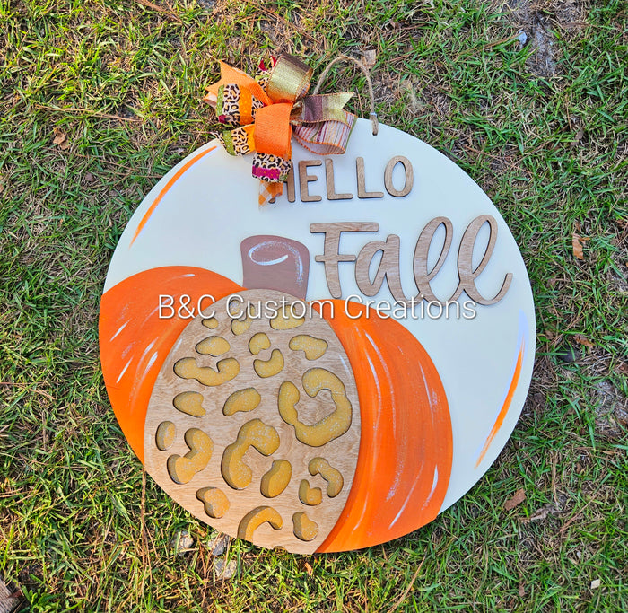 Hello Fall Pumpkin Leopard