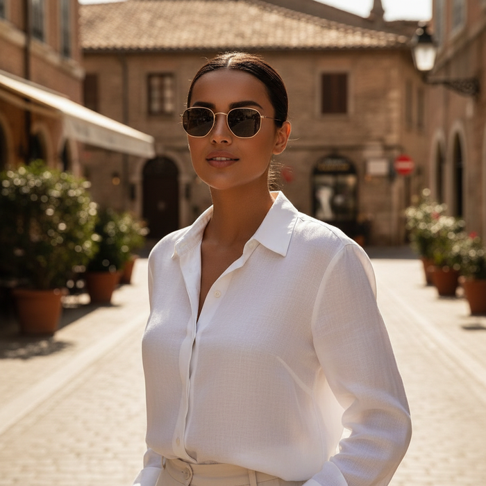 Gold Gray Sunglasses Lifestyle