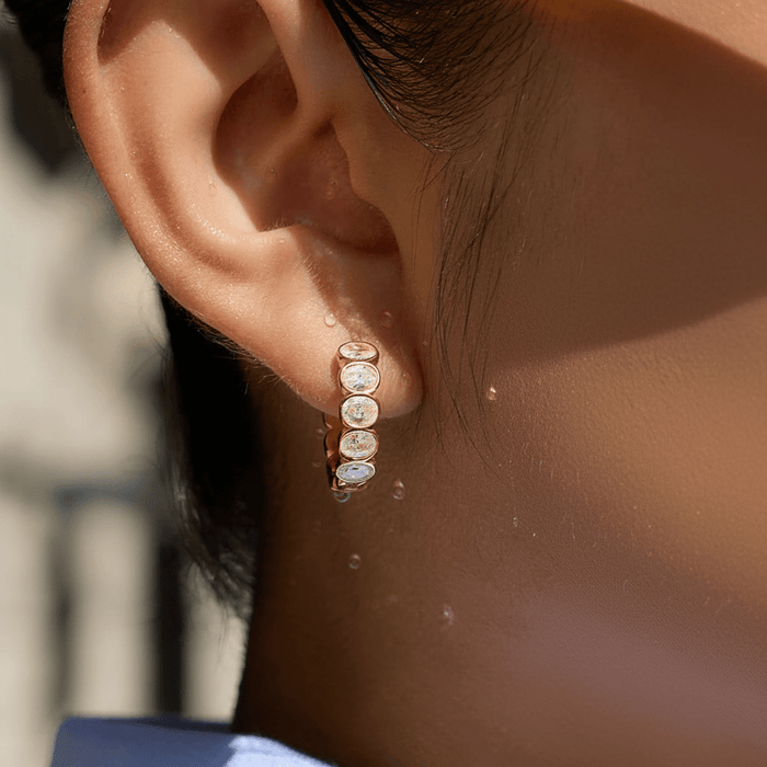 Crystal Bezel Hoop Earrings | 18K Gold Plated | Waterproof & Tarnish - Free - The PM Edit