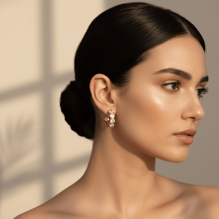 Crystal Bezel Hoop Earrings | 18K Gold Plated | Waterproof & Tarnish-Free - The PM Edit