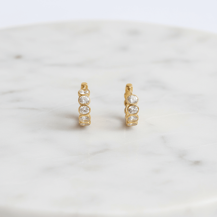 Crystal Bezel Hoop Earrings | 18K Gold Plated | Waterproof & Tarnish-Free - The PM Edit