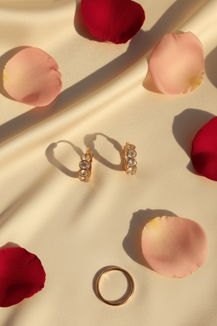 Crystal Bezel Hoop Earrings | 18K Gold Plated | Waterproof & Tarnish - Free - The PM Edit