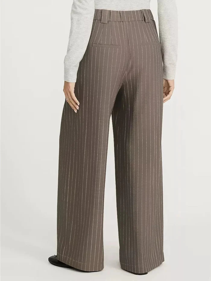 High-Waist Pinstripe Wide-Leg Trousers - The PM Edit