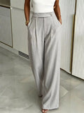 High-Waist Wide-Leg Pleated Trousers in Gray - The PM Edit