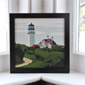 Highland Light Art Print 8" x 8" Framed Wall Poster By Alan Claude - Massachusetts