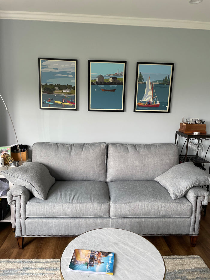Hoist The Sail Art Print 18" x 24" Framed Wall Poster By Alan Claude - Maine