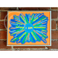 I AM Youth Mindfulness Art Print - Neon Orange  8" x 10" Framed