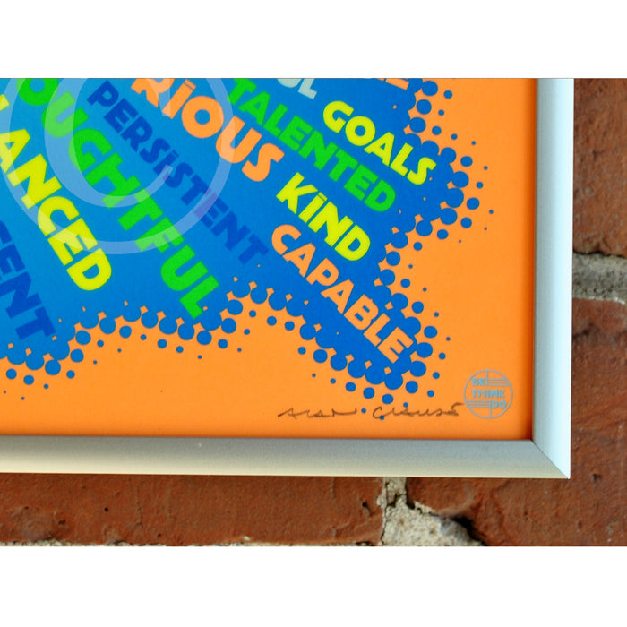 I AM Youth Mindfulness Art Print - Neon Orange  8" x 10" Framed