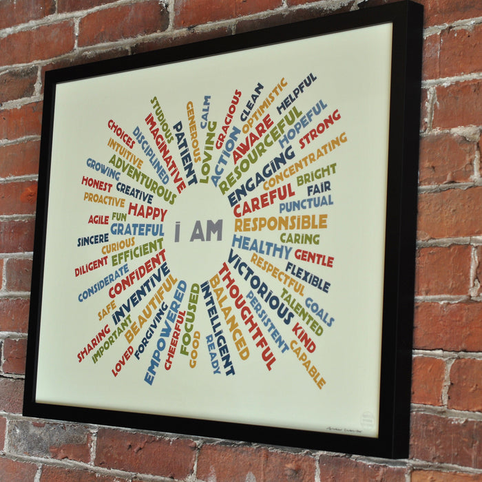 I AM Youth Mindfulness Art Print - Retro 18" x 24" Framed